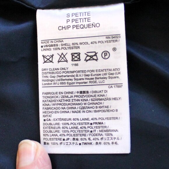 Banana Republic Factory Navy Blue Pea Coat, Petite Small - Picture 7 of 12